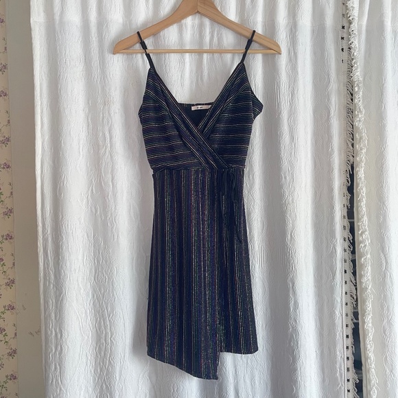 Francesca's Festive Sparkly Striped Dress - Picture 1 of 9
